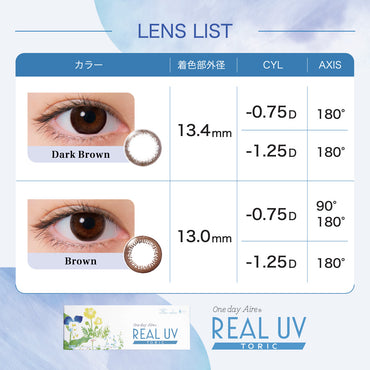 1箱 10枚入り3箱パック カラコン リアル REAL UV 1DAY TORIC 乱視用 ネオサイトワンデー