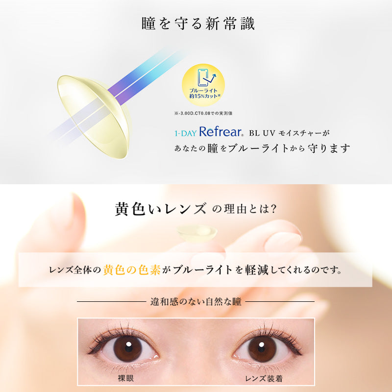 ワンデー リフレア BL 1箱30枚入り ブルーライトカット UVカット クリア コンタクト  1箱送料無料 1DAY コンタクトレンズ 1日使い捨て