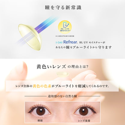 ワンデー リフレア BL 1箱30枚入り ブルーライトカット UVカット クリア コンタクト  1箱送料無料 1DAY コンタクトレンズ 1日使い捨て